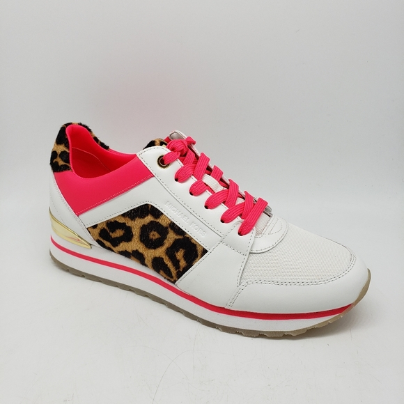 Michael Kors Billie Trainer Neon Pink White Cheeta - Picture 7 of 8
